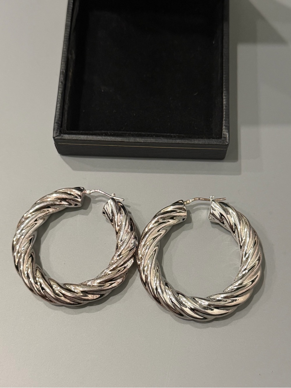 Silver Twisted Hoop Earrings - Women Jewelry